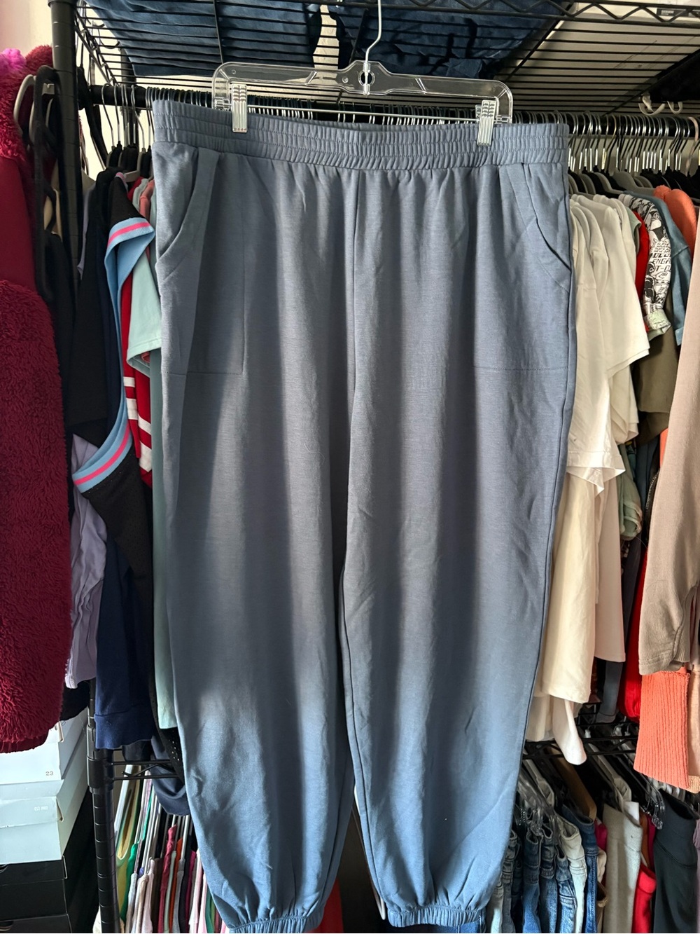 Elastic Waist Jogger Pants - Blue